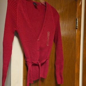 NEW With No Tag. GAP Women's Ribbed Cardigan Sweater - Red